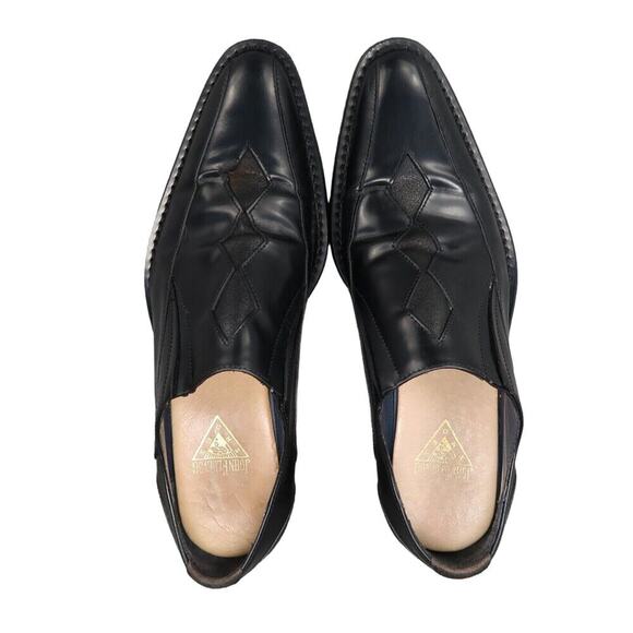 John Fluevog Shoes Mens 7.5 Loafer Slip On Black Leather Diamond Classic Vintage main image 10